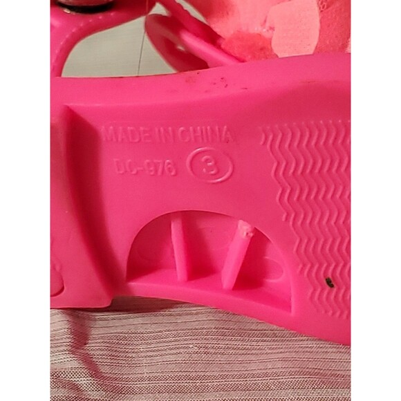 Baby Girl Hot Pink Jelly Sandals W/Flower (Size 3) Spring/Summer/Easter/Beach - Picture 11 of 16